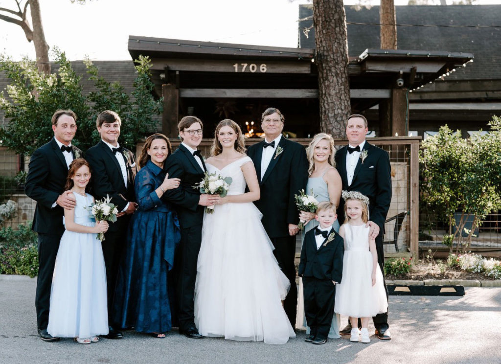 DeLaney and his wife Carrie with their children and families at the wedding of their third son, Connor, in November, 2020.