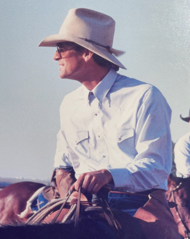 DeLaney pictured on horseback riding for the XL Ranch at a ranch rodeo in Amarillo in the late 1980’s.